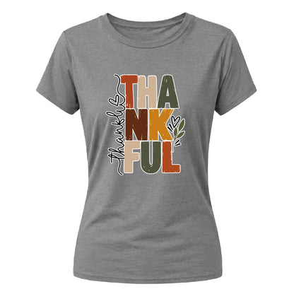 Stylish thankful block letter Thanksgiving Ladies T-Shirt