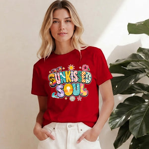Sunkissed Soul Retro Beach Summer Graphic Ladies T-Shirt