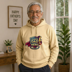 Super Dad Hero Shield Cape Gold Art Father's Day Hoodie