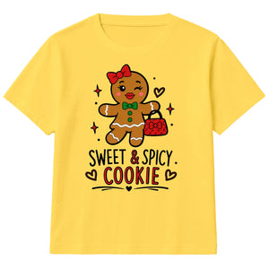 Sweet And Spicy Gingerbread Graphic Christmas Kids T-Shirt