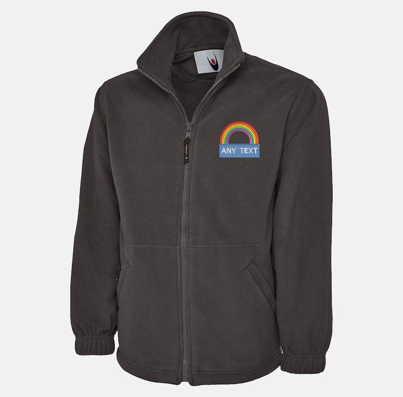 National Heroes Rainbow Embroidered Fleece Jacket, Customised Men Full Zip Jacket, Healthcare Staff Uniform, Thank You Nurse Gift for Doctor