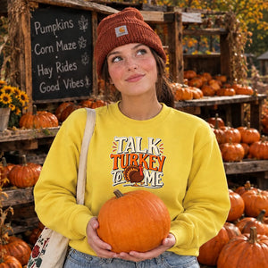 Talk turkey to me funny quote Thanksgiving Unisex Sweatshirt