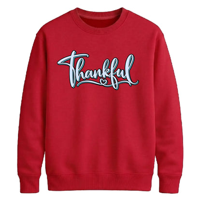 Thankful cursive heart print Thanksgiving Unisex Sweatshirt