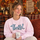 Thankful cursive heart print Thanksgiving Unisex Sweatshirt