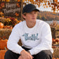 Thankful cursive heart print Thanksgiving Unisex Sweatshirt