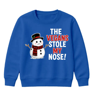 The Vegans Stole My Nose Graphic Christmas Kids Sweatshirt