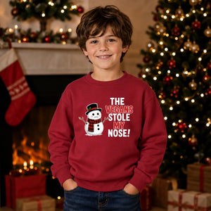 The Vegans Stole My Nose Graphic Christmas Kids Sweatshirt