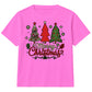 Three Festive Trees Merry Lettering Christmas Kids T-Shirt