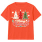 Three Festive Trees Merry Lettering Christmas Kids T-Shirt