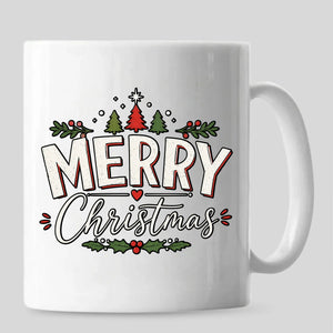 Traditional merry christmas typography graphic christmas mug
