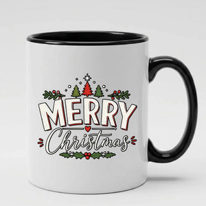 Traditional merry christmas typography graphic christmas mug