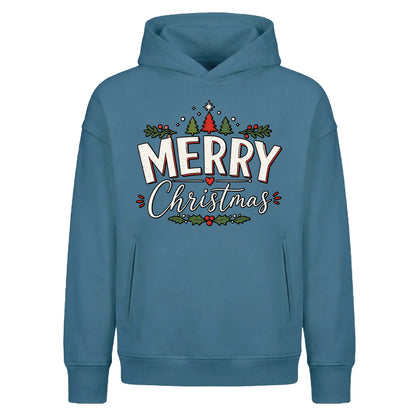 Traditional Merry Typography Christmas Oversized Hoodie