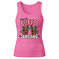 Trendy Iced Coffee And Sunshine Graphic Ladies Tank Top