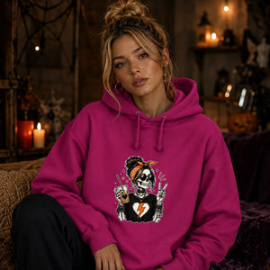 Trendy skeleton iced coffee lover graphic Halloween hoodie
