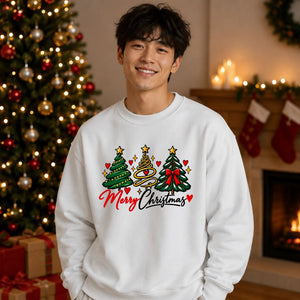 Triple festive tree script Christmas Oversized Sweatshirt