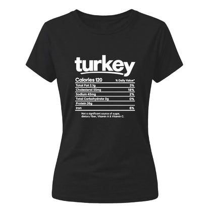 Turkey nutrition facts funny Thanksgiving Ladies T-Shirt