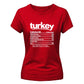 Turkey nutrition facts funny Thanksgiving Ladies T-Shirt