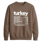 Turkey nutrition facts print Thanksgiving Unisex Sweatshirt