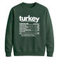 Turkey nutrition facts print Thanksgiving Unisex Sweatshirt