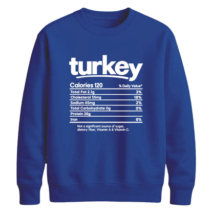 Turkey nutrition facts print Thanksgiving Unisex Sweatshirt
