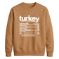 Turkey nutrition facts print Thanksgiving Unisex Sweatshirt