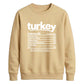Turkey nutrition facts print Thanksgiving Unisex Sweatshirt