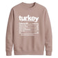 Turkey nutrition facts print Thanksgiving Unisex Sweatshirt