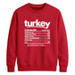 Turkey nutrition facts print Thanksgiving Unisex Sweatshirt