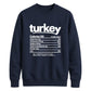 Turkey nutrition facts print Thanksgiving Unisex Sweatshirt