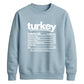 Turkey nutrition facts print Thanksgiving Unisex Sweatshirt