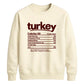 Turkey nutrition facts print Thanksgiving Unisex Sweatshirt