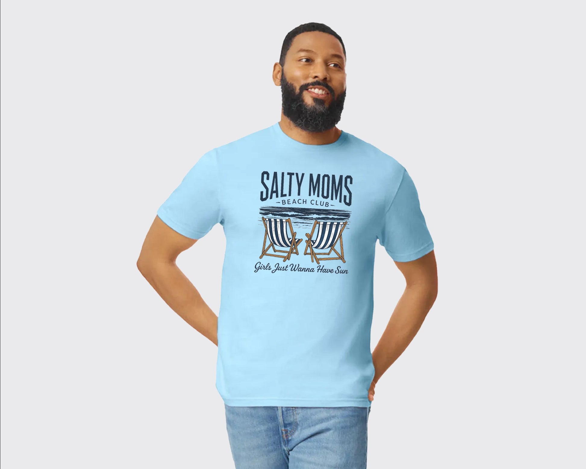 Salty Moms Beach Club Tee, Just Wanna Have Sun Summer Shirt For Women, Cute Summer Vibes Vacation Graphic T-Shirt M8440