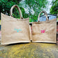 Custom Monogram Jute Tote Bag, Embroidered Bridesmaid Shopping Tote Bag, Minimalist Laminated Tote Bags, Personalised Bridesmaid Party Gift