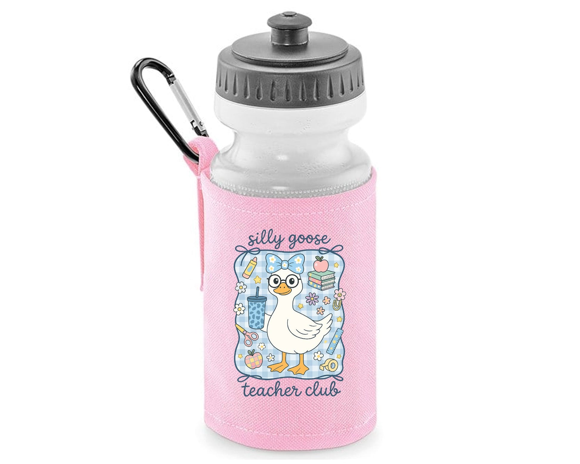 Silly Goose Teacher Club Water Bottle, Cute Duck Design Back To School Bottle, 500ml BPA Free Soft Water Bottle M8479