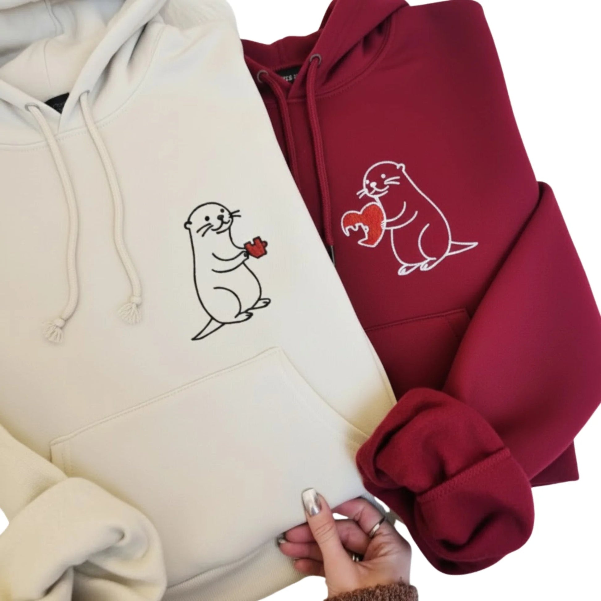 Two Halves, One Heart Sketch Embroidery SweatShirt - EWB104