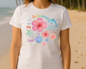 Refresh Sweet Summer Beach T-Shirt, Perfect Tee for Beach Days, Pool Parties & Chilling in Warm Weather 100% Ringspun Cotton M8439