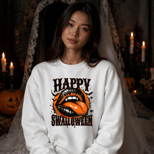 Vampire fangs lips pun print Halloween Unisex Sweatshirt