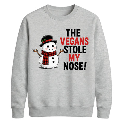 Vegans Stole My Nose Snowman Christmas Unisex Sweatshirt