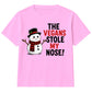 Vegans Stole My Nose Snowman Graphic Christmas Kids T-Shirt