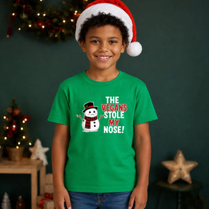 Vegans Stole My Nose Snowman Graphic Christmas Kids T-Shirt
