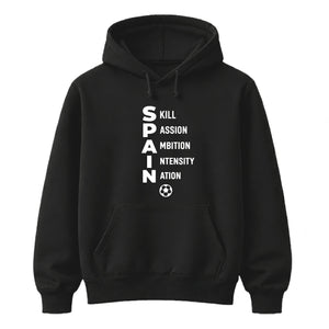 Vertical Acronym Graphic Spain Football Tournament Hoodie