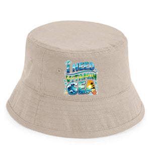 Vibrant Ocean Wave I Need Vitamin Sea Bucket Summer Kids Hat