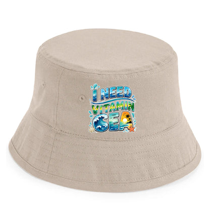Vibrant Ocean Wave I Need Vitamin Sea Bucket Summer Kids Hat