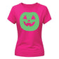 Vibrant round pumpkin face Glow in the Dark Ladies T-Shirt