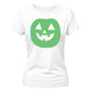 Vibrant round pumpkin face Glow in the Dark Ladies T-Shirt
