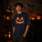 Vibrant smiling pumpkin face Halloween Oversized T-Shirt