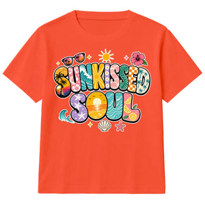 Vibrant Sunkissed Soul Retro Beach Graphic Summer Kids T-Shirt