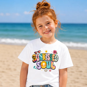 Vibrant Sunkissed Soul Retro Beach Graphic Summer Kids T-Shirt