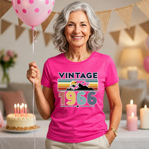 60th Birthday Ladies Tshirt Vintage 1966 Retro Mountain Sunset