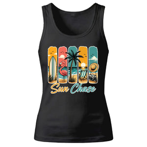 Vintage Summer Beach Sun Chase Ladies Tank Top